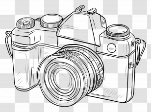 Camera Outline Drawing - Vintage Camera Illustration Transparent PNG