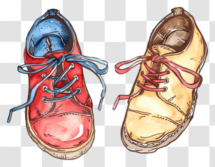 Red And Blue Sneakers - Colorful Shoes Illustration In Artistic Style Transparent PNG