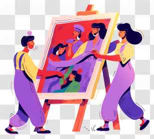Oil Painting - Artists Collaborating On Canvas Transparent PNG