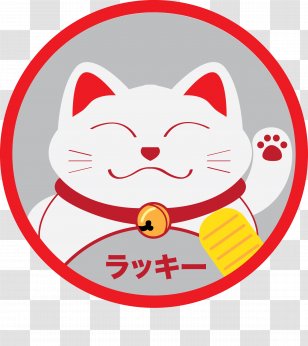 Japanese Hand-painted Fortune Cat - Maneki Neko - Luck Transparent PNG