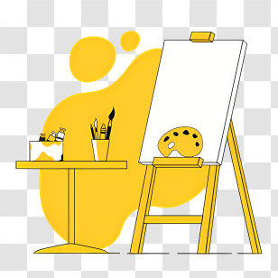 Easel - Art Easel With Painting Supplies Transparent PNG