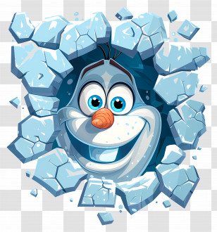 Frozen Olaf - Happy Snowman Face In Ice Transparent PNG