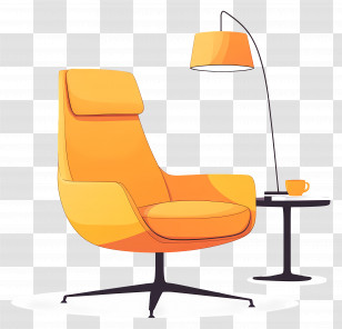 Soft Back Chair - Modern Orange Chair With Lamp Transparent PNG