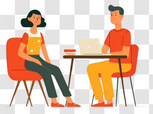 Meeting For Interview - Two People Having A Conversation At A Table Transparent PNG