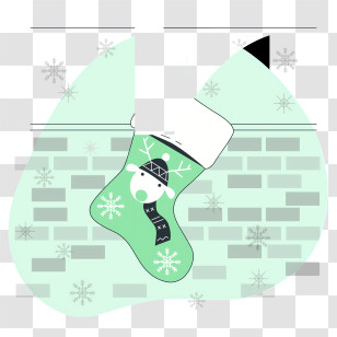 Stocking - Green Christmas Stocking With Snowflakes Transparent PNG