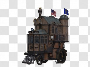 Train Rail Transport Locomotive Clip Art Steampunk - Sticker Transparent PNG