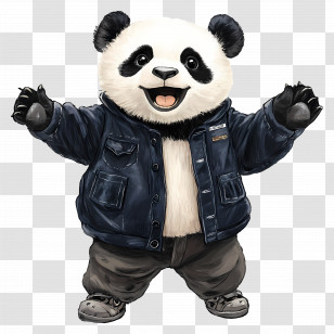 Panda Bear - Panda In Jacket Illustration Transparent PNG