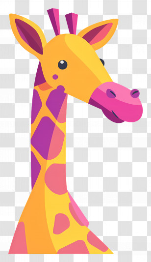 Giraffe - Colorful Giraffe Cartoon Illustration Transparent PNG