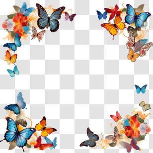 Butterfly
 - Colorful Butterfly-Themed Decorative Frame Design Transparent PNG