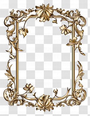 Old Frame - Ornate Gold Rectangular Decorative Frame Transparent PNG