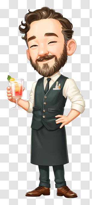 Bartender - Smiling Bartender With Cocktail Transparent PNG