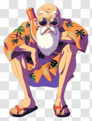 Master Roshi - Cartoon Character In Casual Outfit Transparent PNG