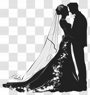 Bride And Groom Silhouette - Romantic Bride And Groom Silhouette Transparent PNG