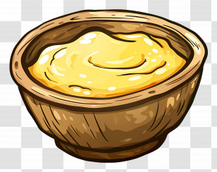 Desi Ghee - Wooden Bowl Filled With Yellow Cream Transparent PNG