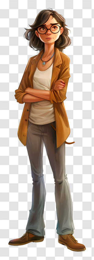 Mom - Stylish Woman With Glasses In Casual Attire Transparent PNG