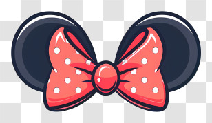 Minnie Bow - Mouse Ears With Red Polka Dot Bow Transparent PNG