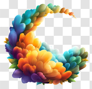 Vibrant Decor - Colorful Crescent Cloud Illustration Transparent PNG