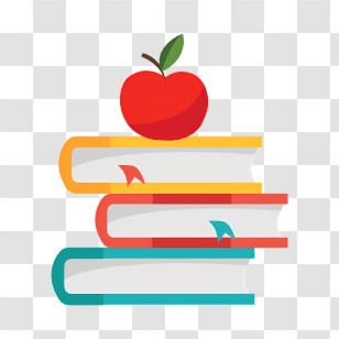 Icon - Stack Of Books With An Apple On Top Transparent PNG