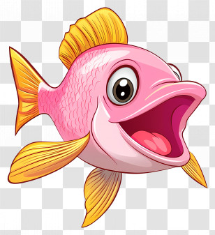 Fish Cartoon - Pink Cheerful Fish Cartoon Illustration Transparent PNG