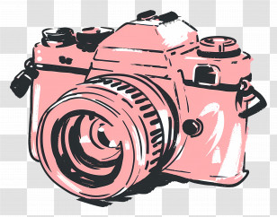 Camera Logo - Stylish Pink Vintage Camera Illustration Transparent PNG