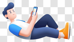 Relaxing Guy Using Smartphone Transparent PNG