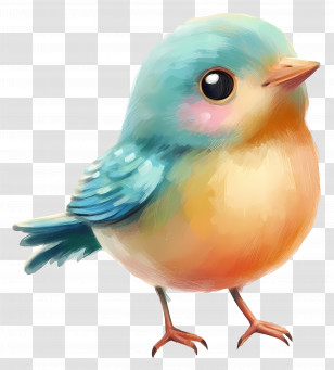 Pastel Bird - Cute Blue Bird In Cartoon Style Transparent PNG