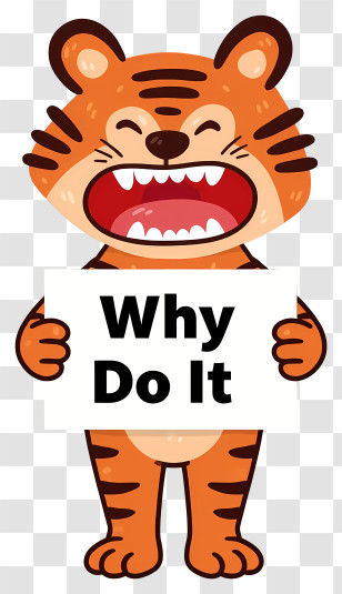 Why Do It - Tiger Holding Why Do It Sign Transparent PNG
