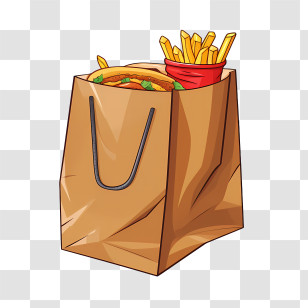 Food Delivery Bag - Fast Food Bag With Fries And Burger Transparent PNG