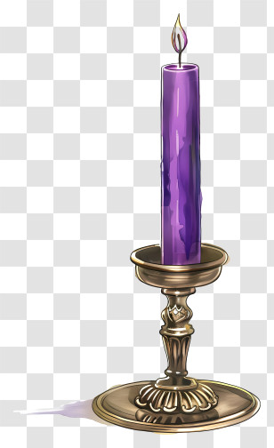 Candle In Candlestick - Purple Candle In Holder Transparent PNG
