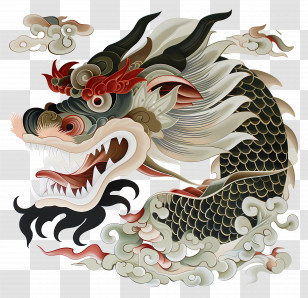 Dragon Head - Mythical Dragon With Scales Transparent PNG