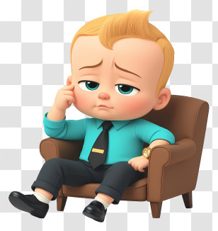 Boss Baby - Baby Boss Sitting In A Chair Transparent PNG