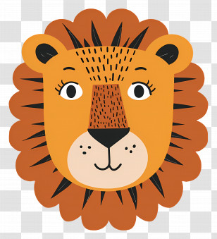 Lion Face - Cute Cartoon Face Of A Lion Transparent PNG