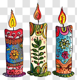 Orthodox New Year Candles - Whimsical Hand-drawn Artistic Candles Transparent PNG