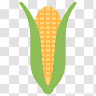 Maize - Simple Corn Illustration With Green Leaves Transparent PNG