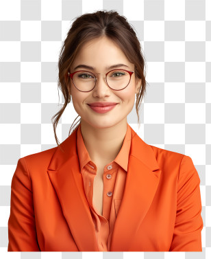 Successful Business Woman - Professional Woman In Orange Suit With Glasses Transparent PNG