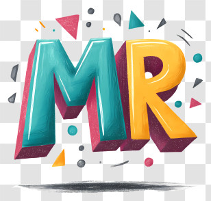 Mr Logo - Bold Colorful MR 3D Typography Transparent PNG