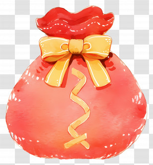 Lucky Bag - Red Gift Bag With Yellow Ribbon For Holidays Transparent PNG