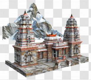 Kedarnath Temple - Himalayan Temple With Snowy Mountain Background Transparent PNG