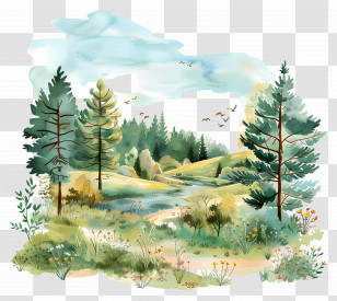 Serene Countryside - Beautiful Nature Landscape With Greenery And Trees Transparent PNG