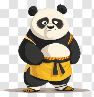 Kung Fu Panda - Cartoon Panda In Yellow Martial Arts Outfit Transparent PNG