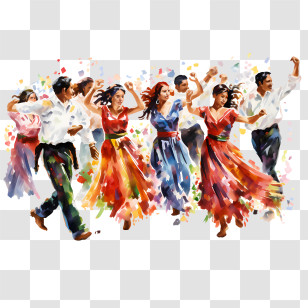 Costa Rica Independence Day - Group Of People Dancing In Colorful Attire Transparent PNG