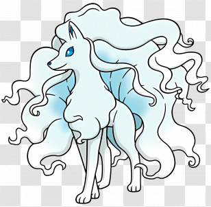 Ninetales - Elegant White Fox With Flowing Tails Transparent PNG