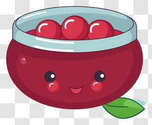 Cartoon - Cute Red Bowl With Cherries Transparent PNG