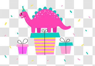 Pink Dinosaur - Pink Dinosaur Toy On Birthday Gift Transparent PNG