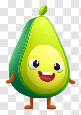 Kawaii Avocado Character - Happy Avocado Character Transparent PNG