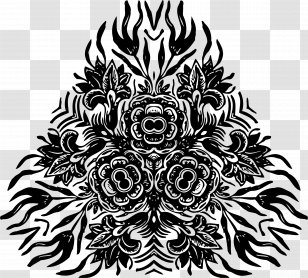 Floral Design Clip Art - Black And White - Flower Transparent PNG