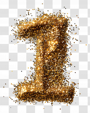 1 Glitter - Golden Glittery Number One For Celebrations Transparent PNG
