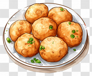 Panipuri - Crispy Fried Snacks On Plate Transparent PNG