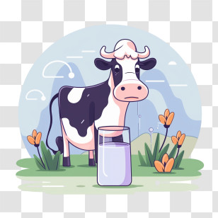 Milk - Cow With Glass Of Milk Transparent PNG