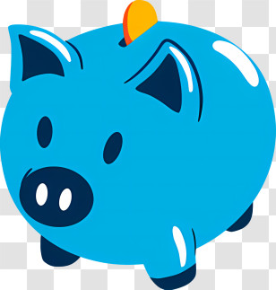 Money - Blue Piggy Bank In A Playful Design Transparent PNG